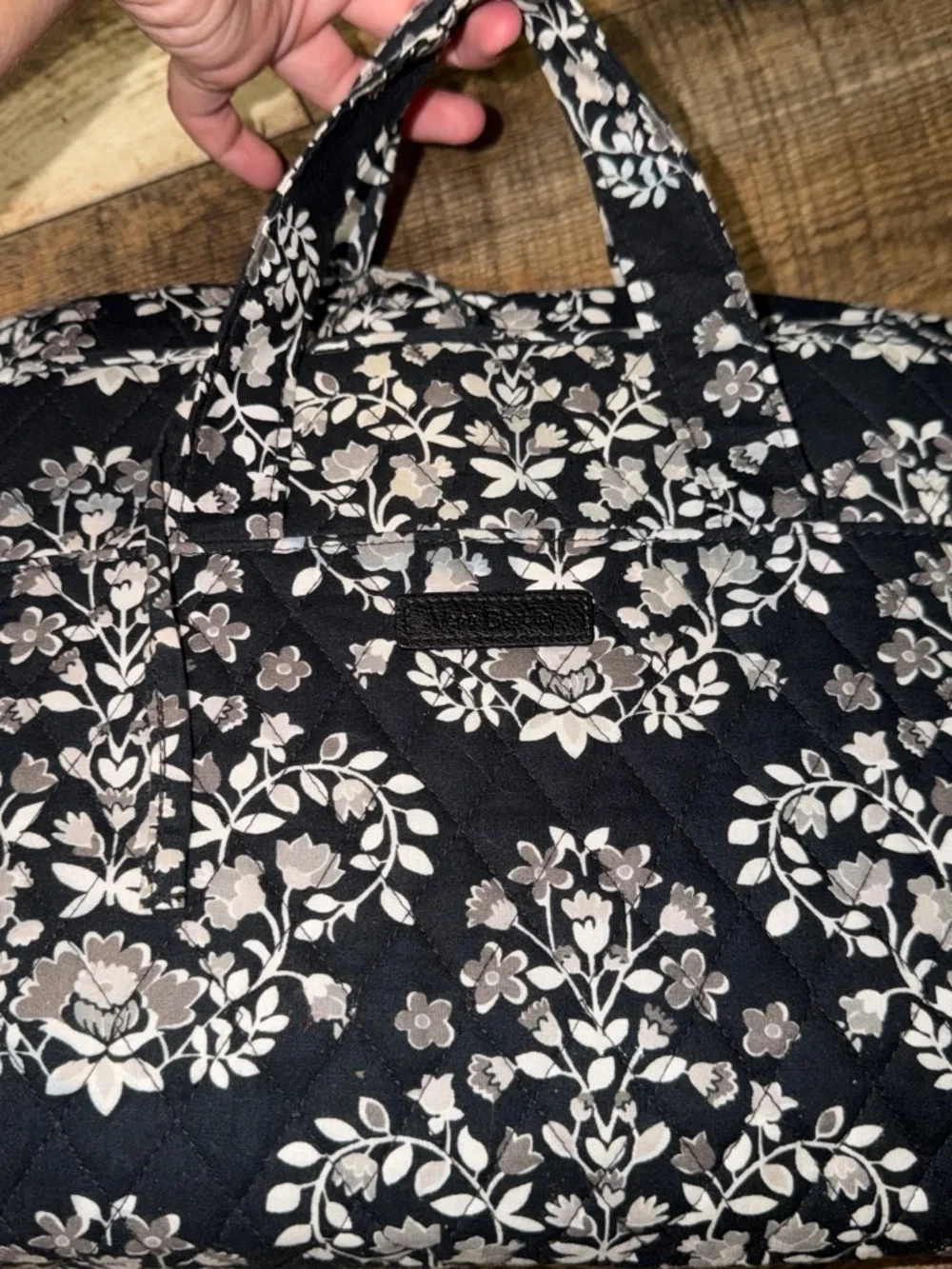 Vera Bradley Black and Cream Quilted Floral Tote